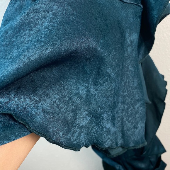 Lulus Wrapped Up In Love Emerald Green Satin Faux Wrap Dress Womens S - Picture 13 of 15